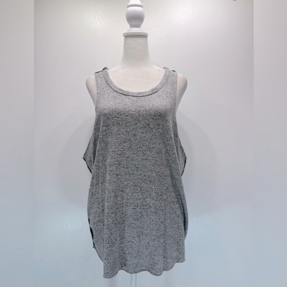 We The Free Gray Knit Tank Top with Raw Edges & Stitching Anthropologie Large